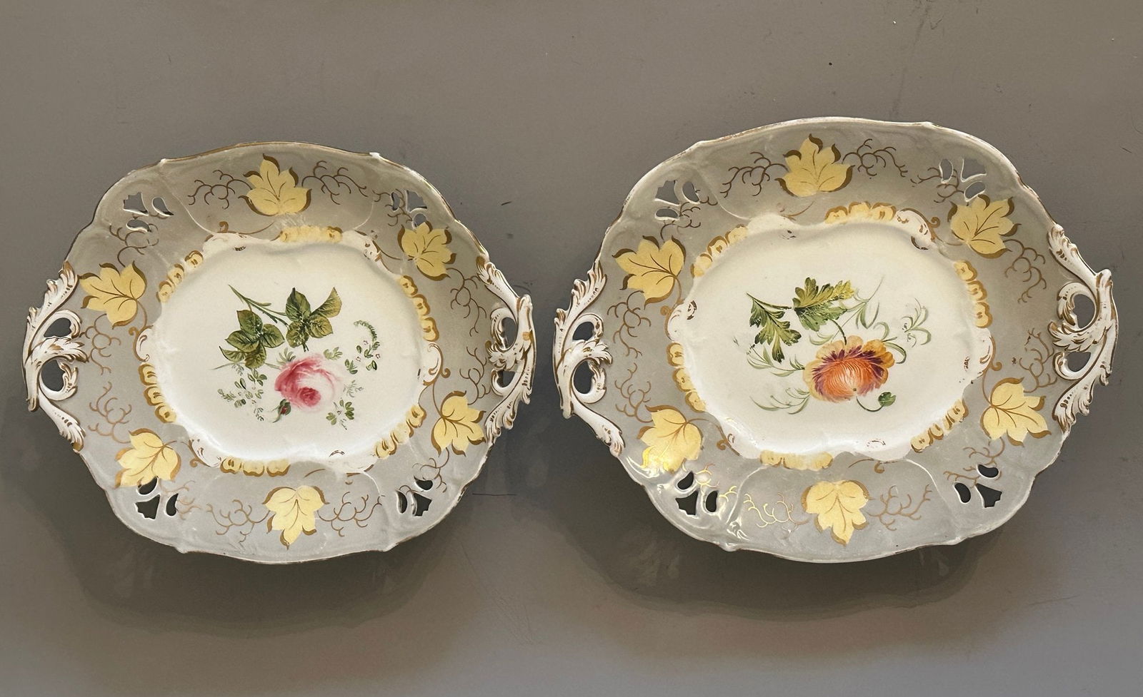 Pair Of English Porcelain Footed, Two Handled Reticulated Serving Platters (1 of 2)