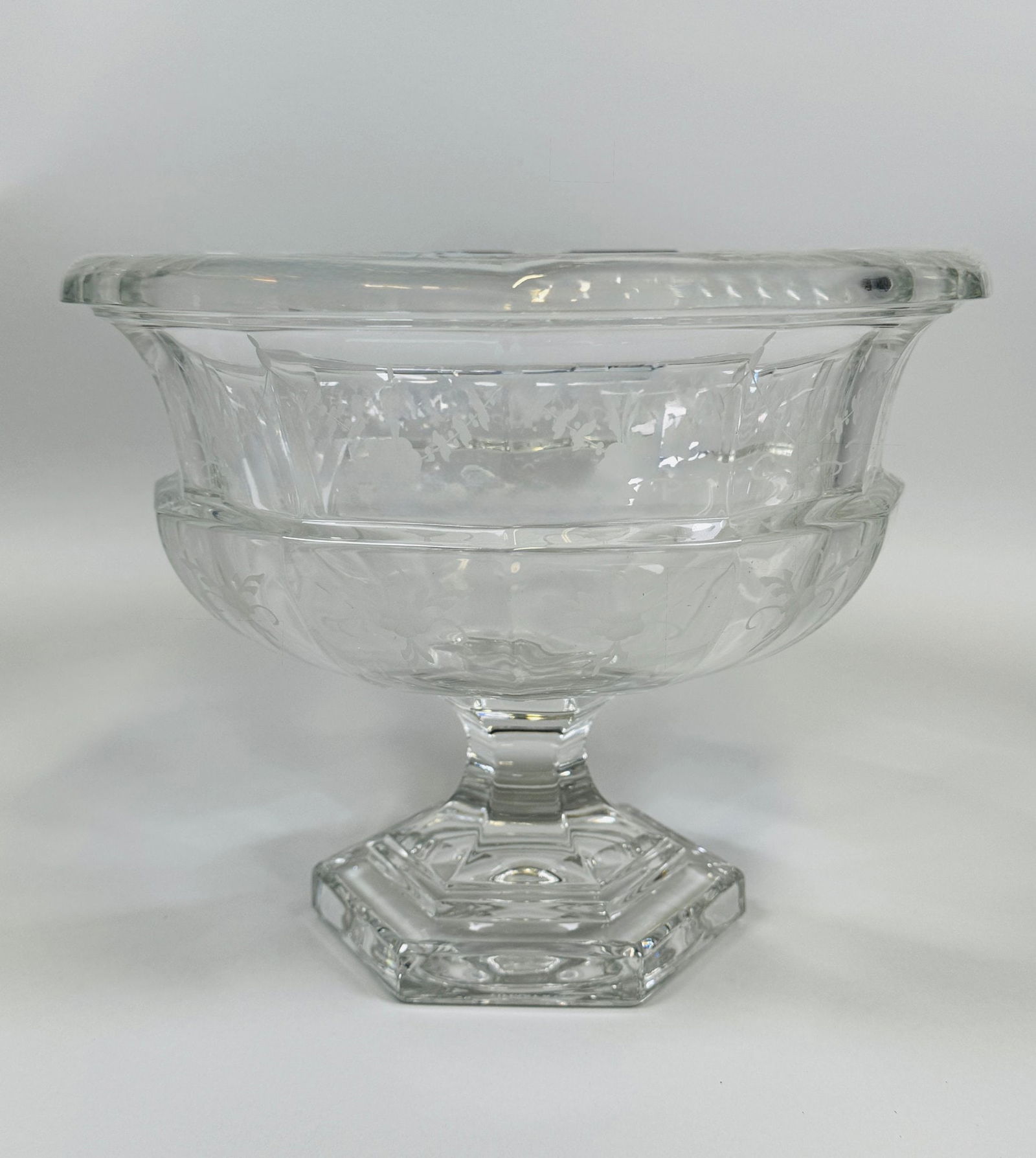 Biedermeier Pattern Cut Glass Pedestal Bowl, Retailed By Tiffany & Co (1 of 6)