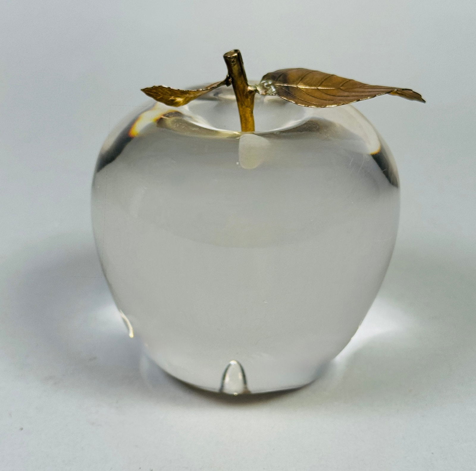 Glass And Gilt Sterling Silver Apple Paperweight, Retailed By Cartier (1 of 4)