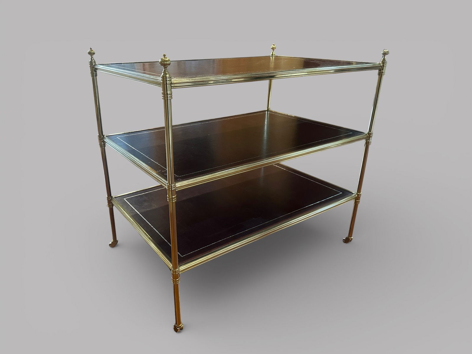 Ralph Lauren Leather And Brass Three-Tier Etagere Side Table (1 of 4)
