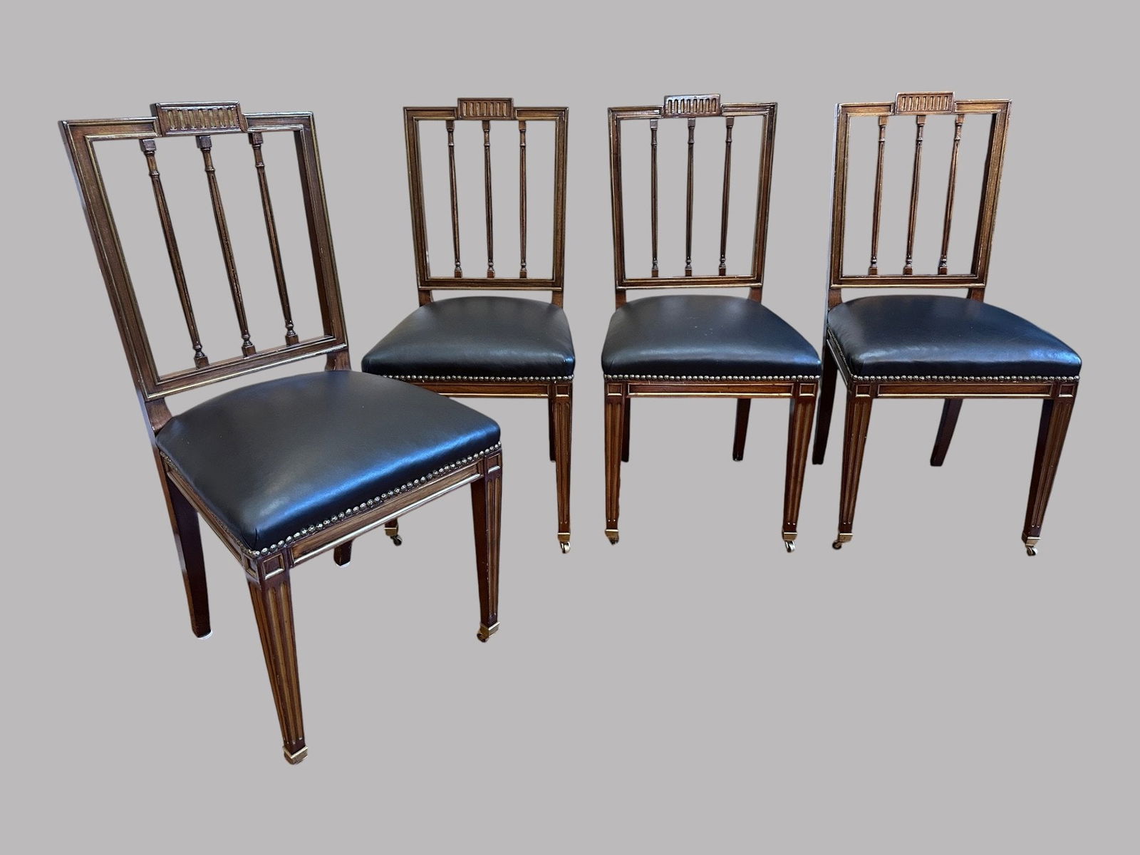 Set Of Four Hepplewhite Style Side Chairs On Casters (4) (1 of 5)