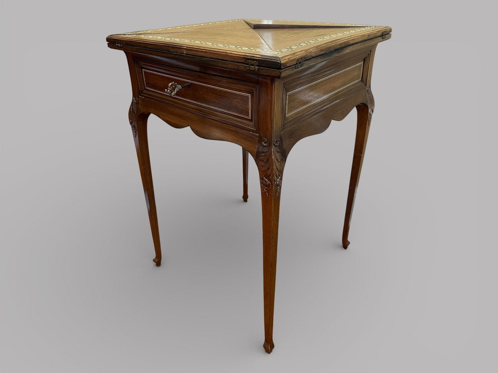 Antique Georgian Style Carved And Floral Inlaid Games Table (1 of 4)