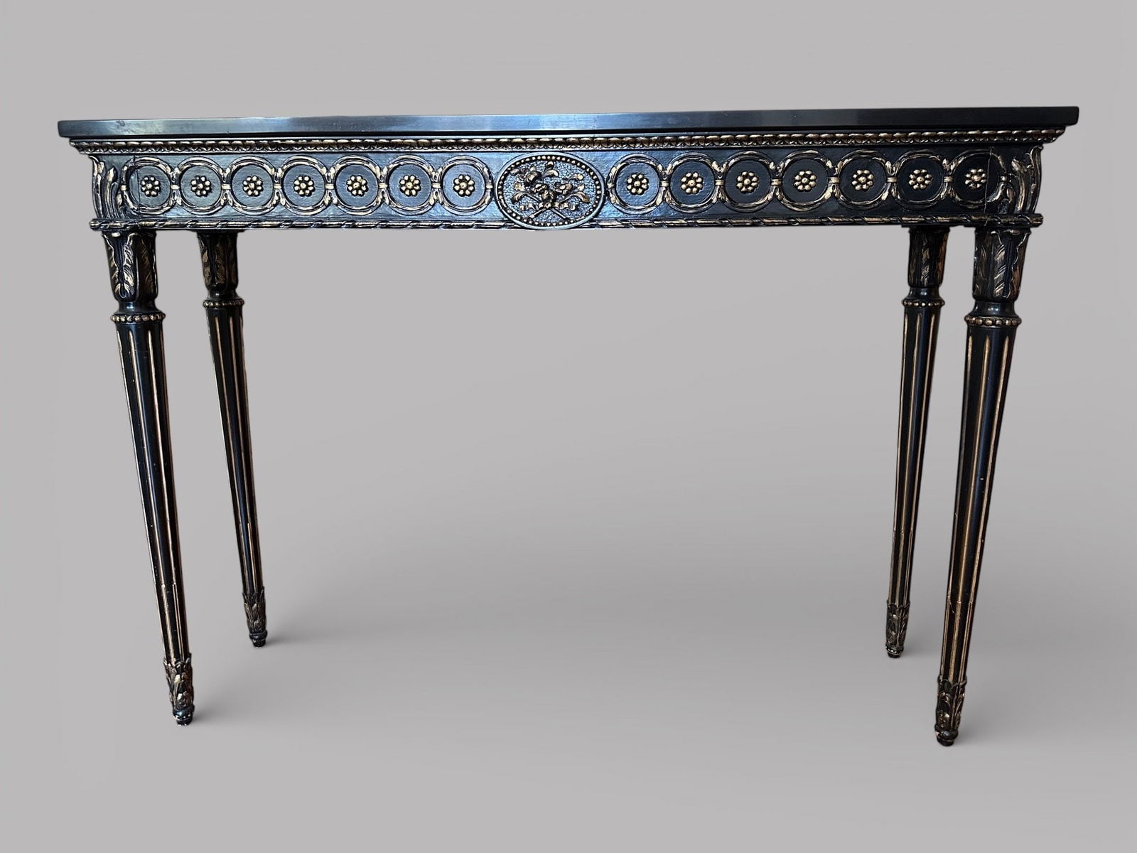 Italian Neoclassical Style Painted Console Table With Black Marble Top (1 of 2)