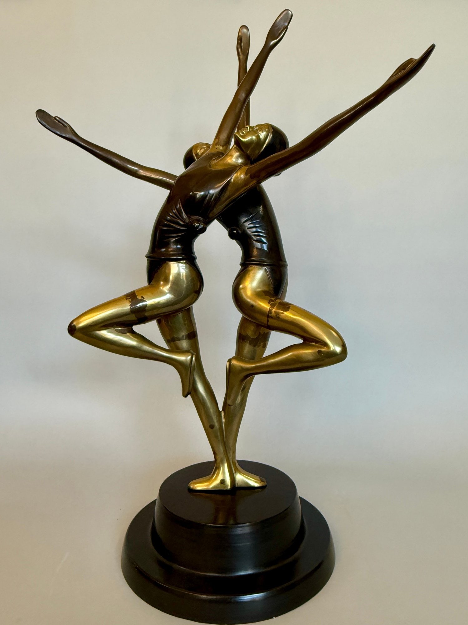 Midcentury Modern Dual Dancers Painted Brass Sculpture (1 of 5)
