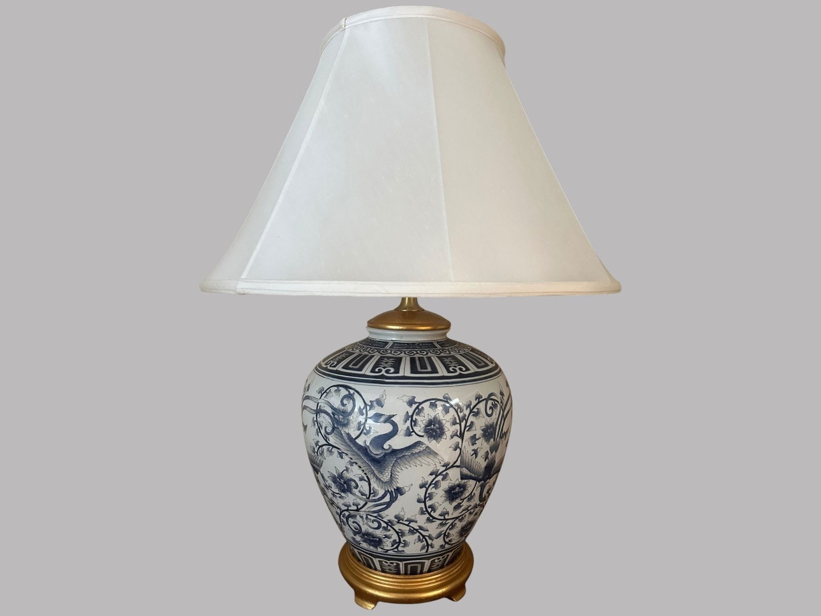Ralph Lauren Chinese Blue And White Chinoiserie Style Table Lamp With Phoenix Decoration (1 of 3)