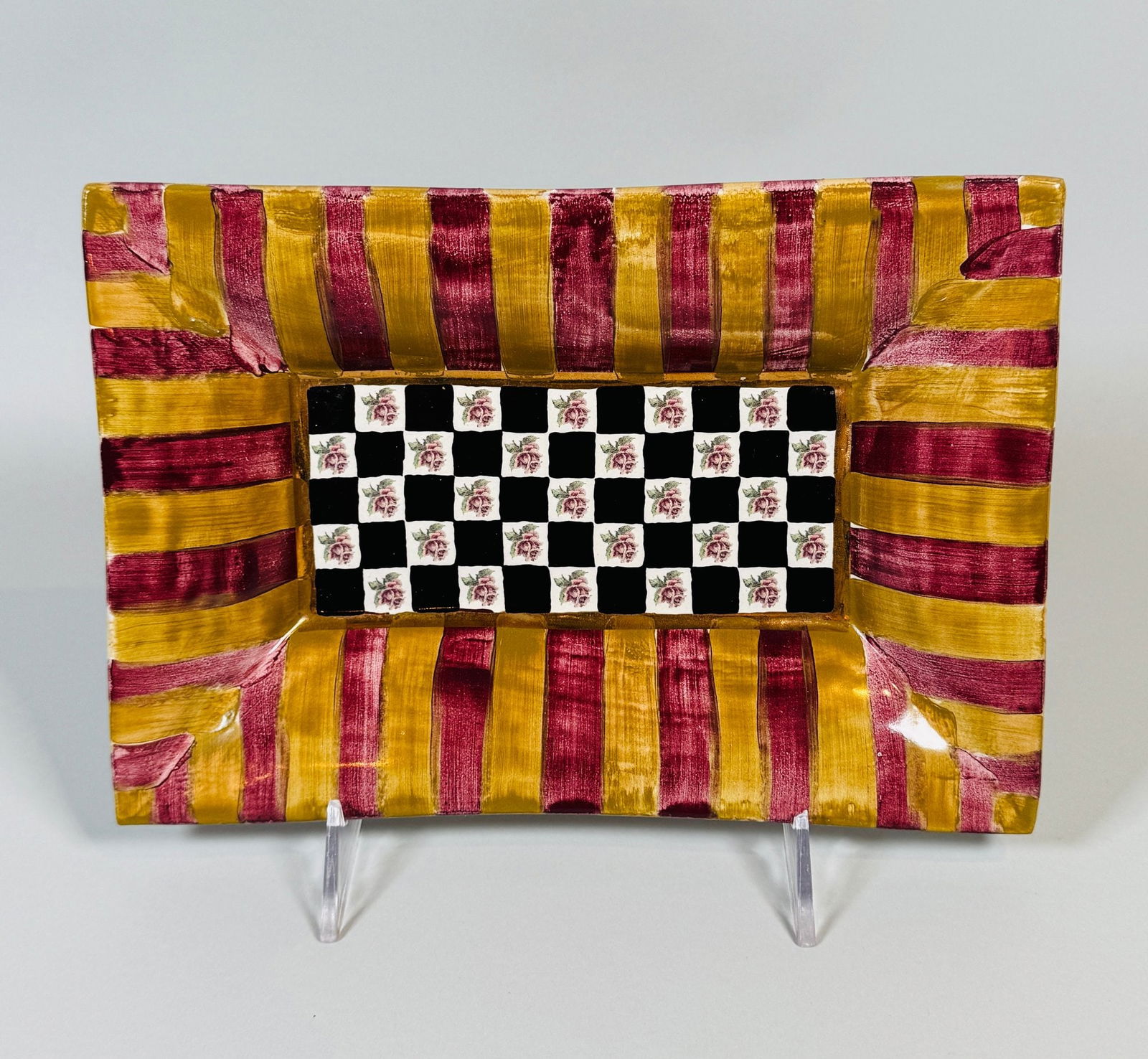 MacKenzie Childs Torquay Frank And Mustard Checked Rectangular Dish (1 of 4)
