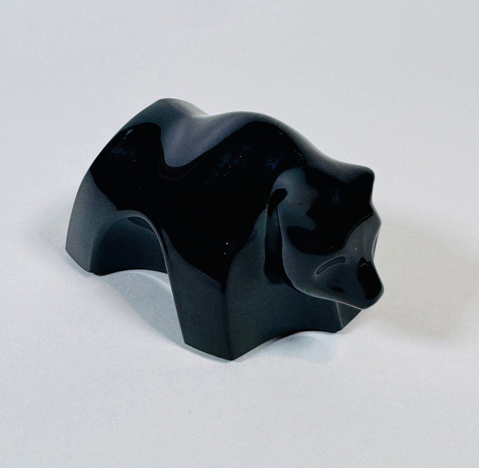 Baccarat Black Bear Statuette: Signed and marked Baccarat H: 2 3/4 x w: 2 1/2 x d: 5 inches