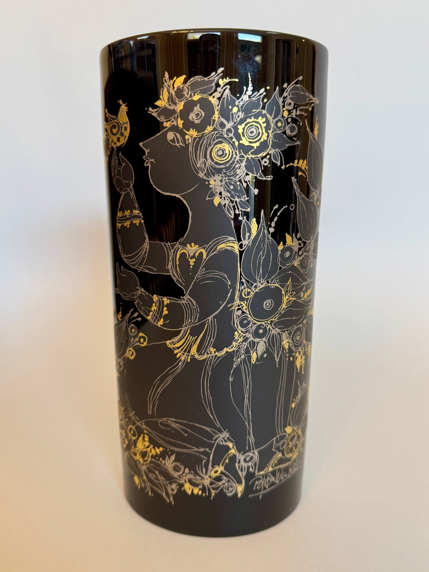 Bjorn Wiinbold For Rosenthal Studio Line Porcelain Black Oval Vase (1 of 4)