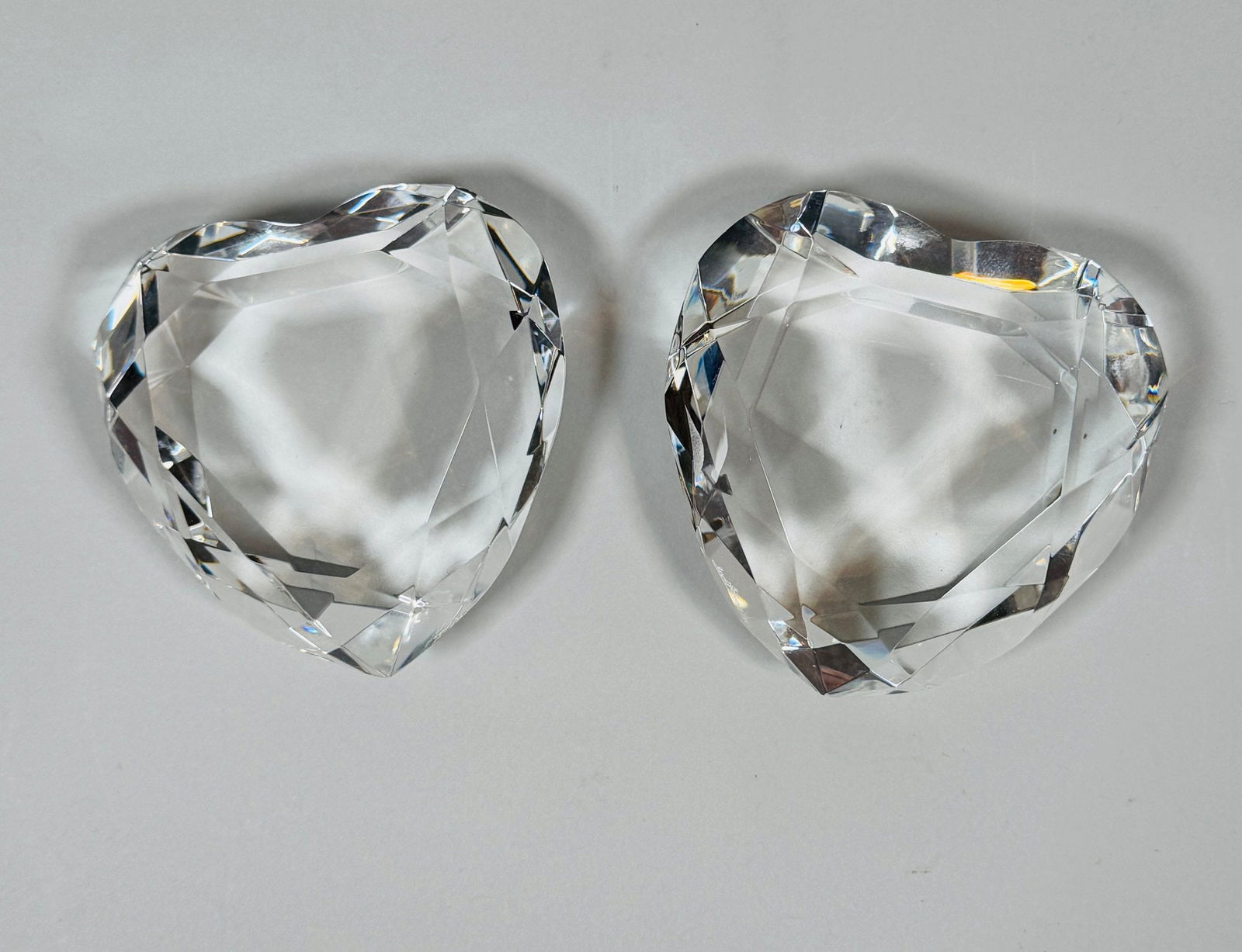Pair Of Rosenthal Crystal Heart Shape Paperweights (2) (1 of 4)