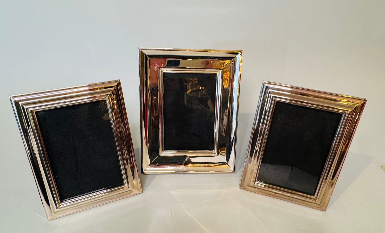 Ralph Lauren Silver Plate Picture Frames (3): Marked Ralph Lauren (3) 4x 6 frames two the same one larger CONDITION: excellent