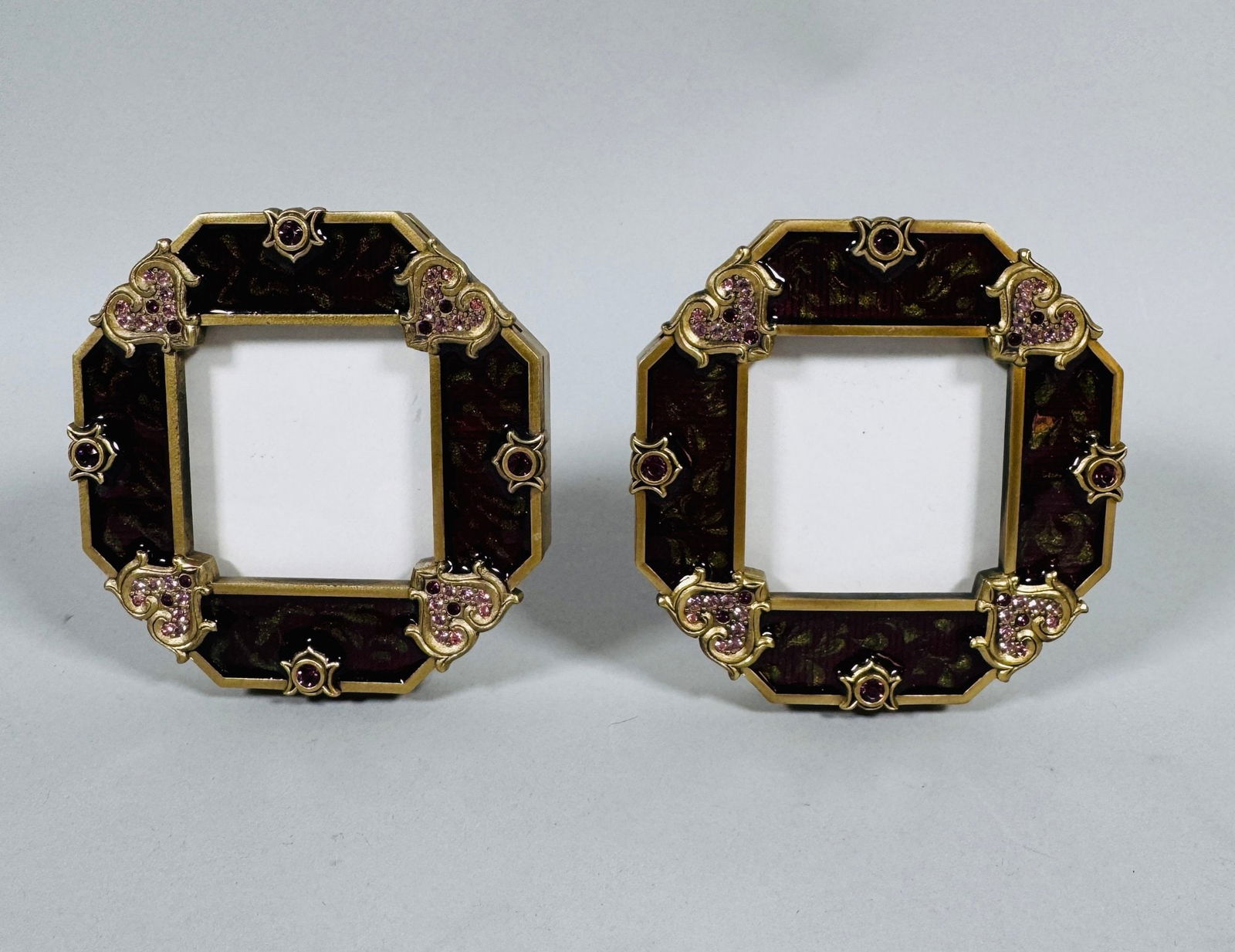 Pair Of Jay Strongwater Enamel And Swarovski Crystal Encrusted Picture Frames (2) (1 of 4)