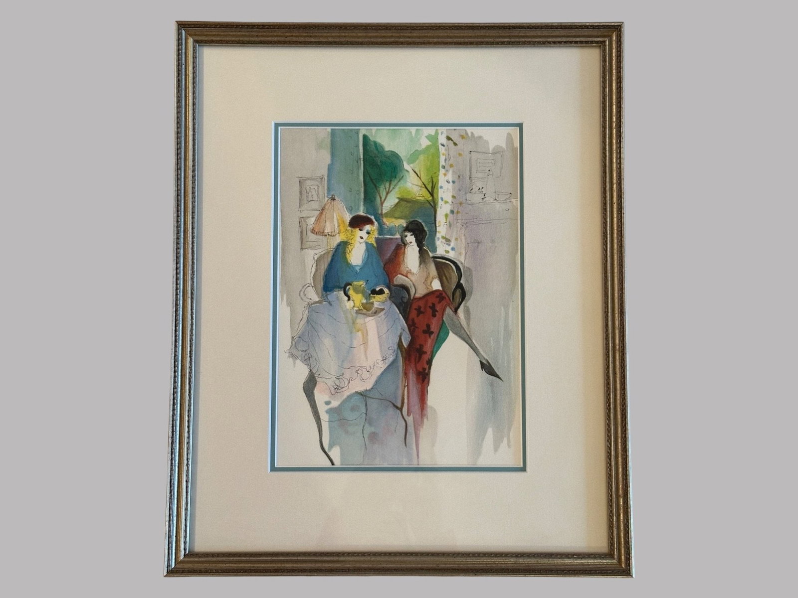 After Itzchak Isaac Tarkay (Serbian/Israeli, 1935-2012) Tea For Two, Watercolor On Paper: unsigned H: 18 3/4 x w: 15 1/2 inches (framed) H: 11 1/2 x w: 8 1/2 inches (framed)