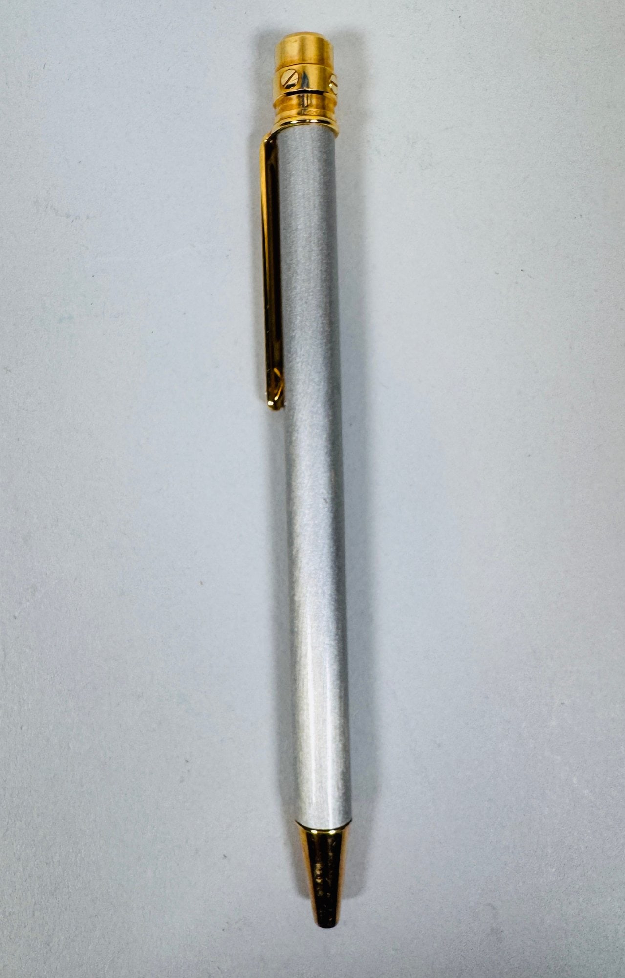 Cartier Santos De Cartier Silver Tone And Gold Tone Ballpoint Pen: H: 5 inches