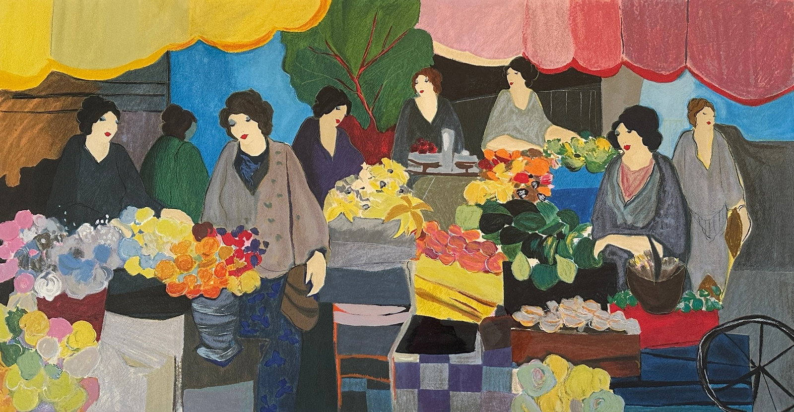 Isaac Tarkay (Israeli, 1935-2012), The Flower Market, Serigarph On Paper, 2000 (1 of 5)