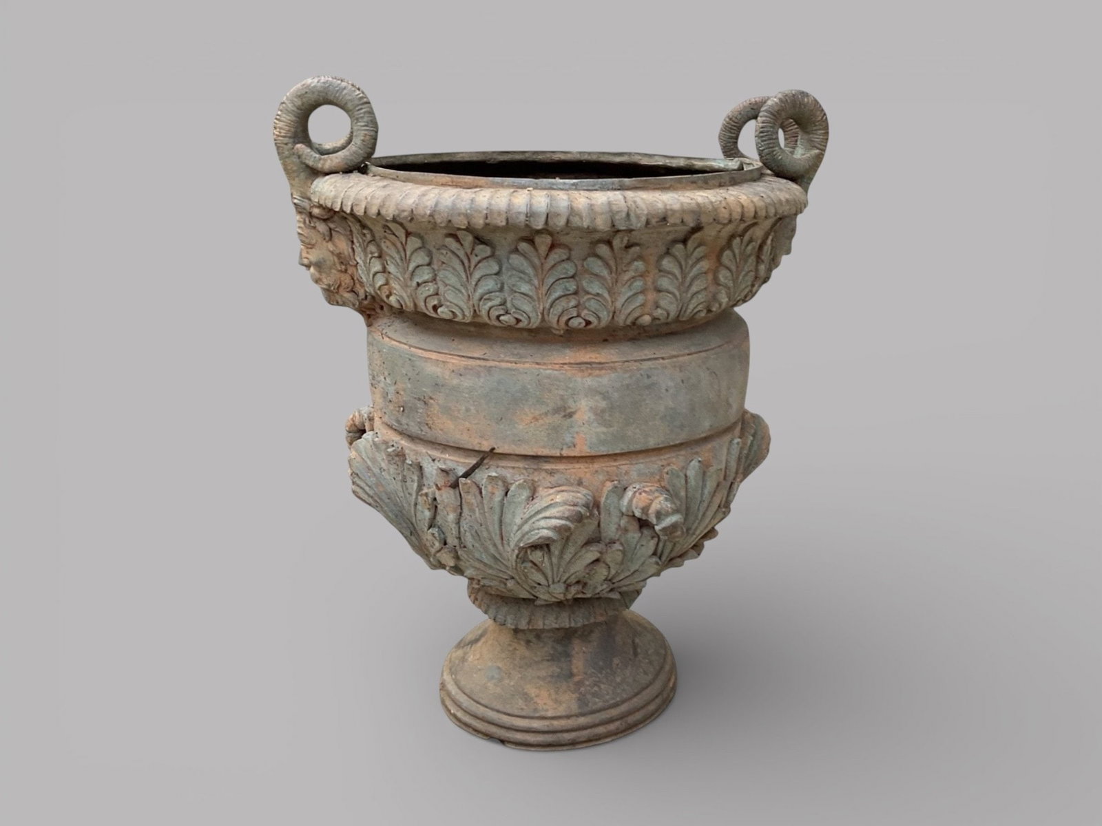 Antique Neoclassical Outdoor White Metal Planter (1) (1 of 3)