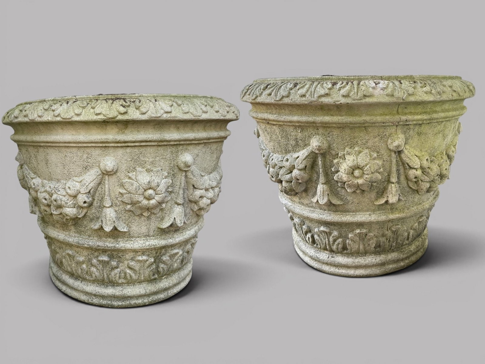 Pair Of Neoclassical Style Cast Stone Garden Planters (1 of 4)