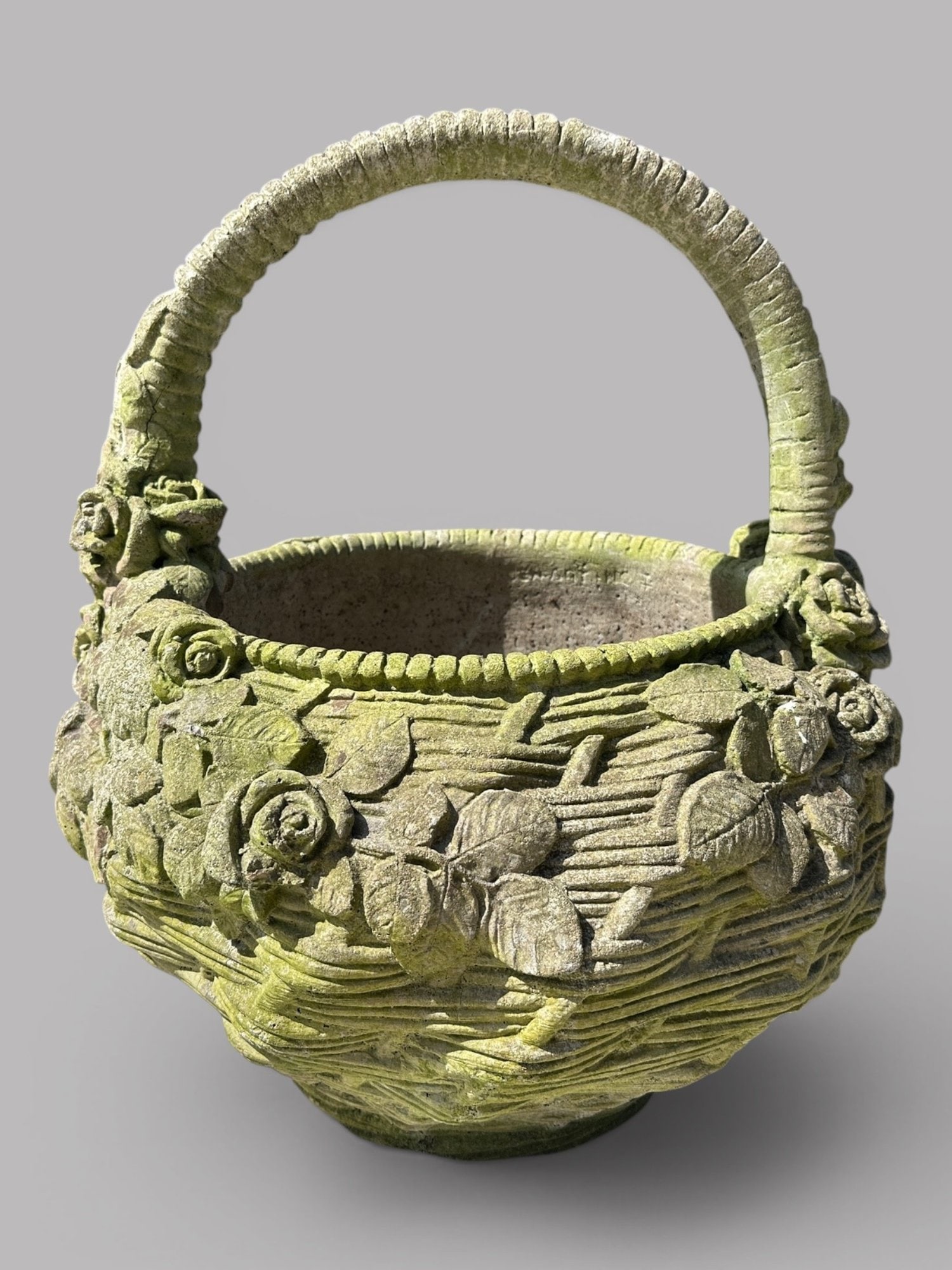 Cast Stone Basket Form Garden Planter (1 of 4)