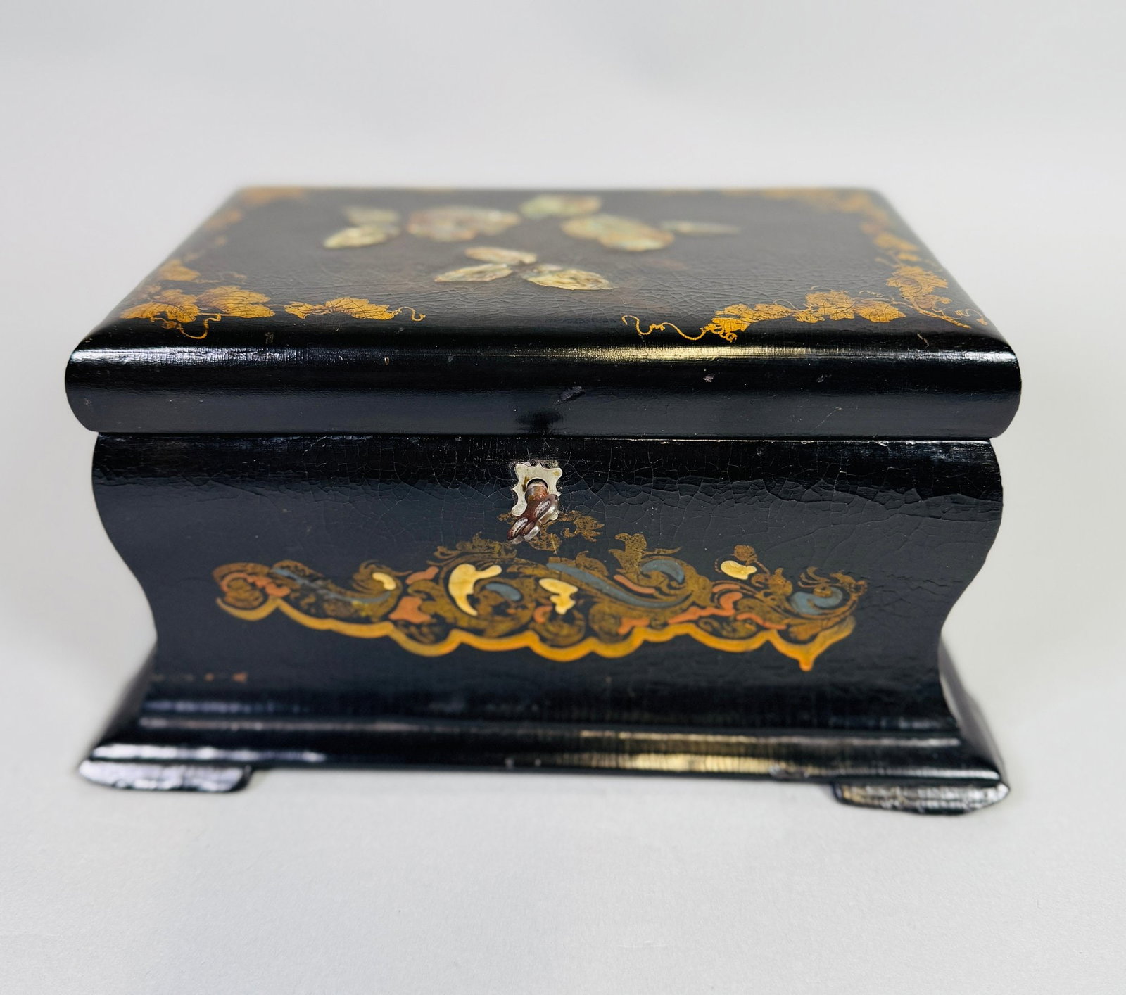 Victorian Papier Mache And Gilt Painted Tea Caddy, 19th Century (1 of 4)