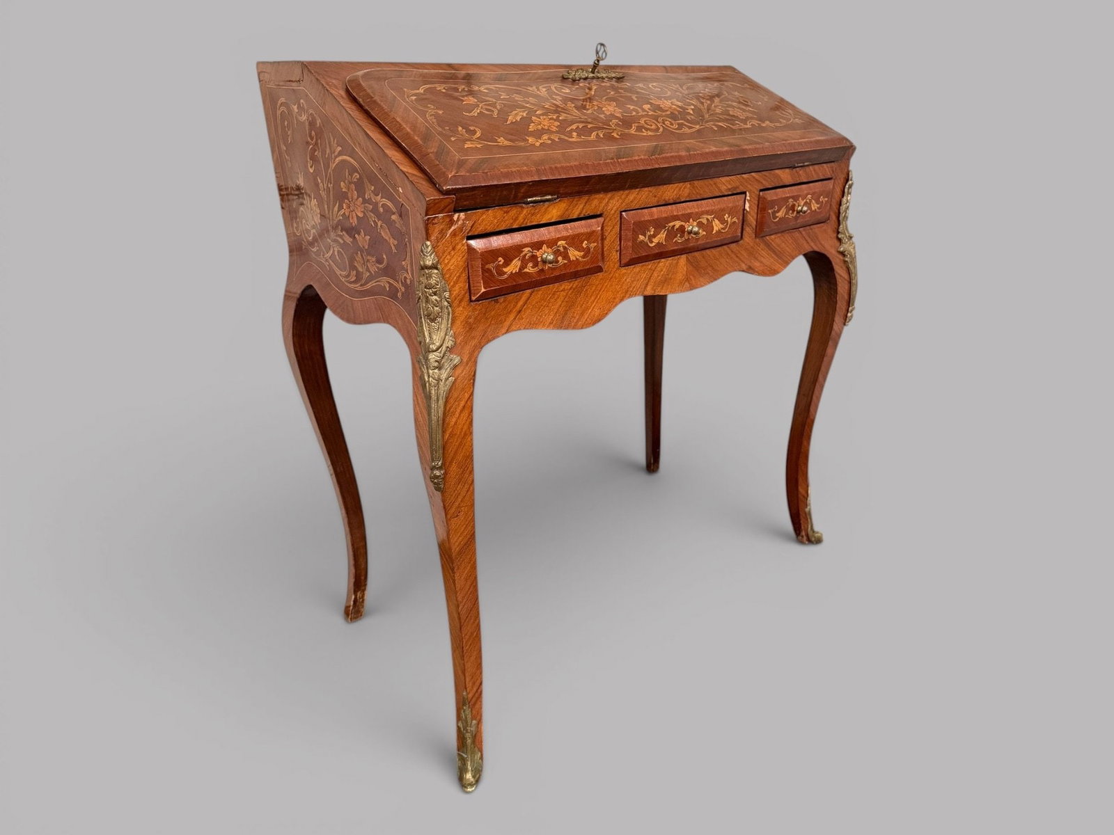 Louis XV Style Marquetry Inlaid Ladies Writing Desk, C Late 19th-early 20th Century (1 of 5)