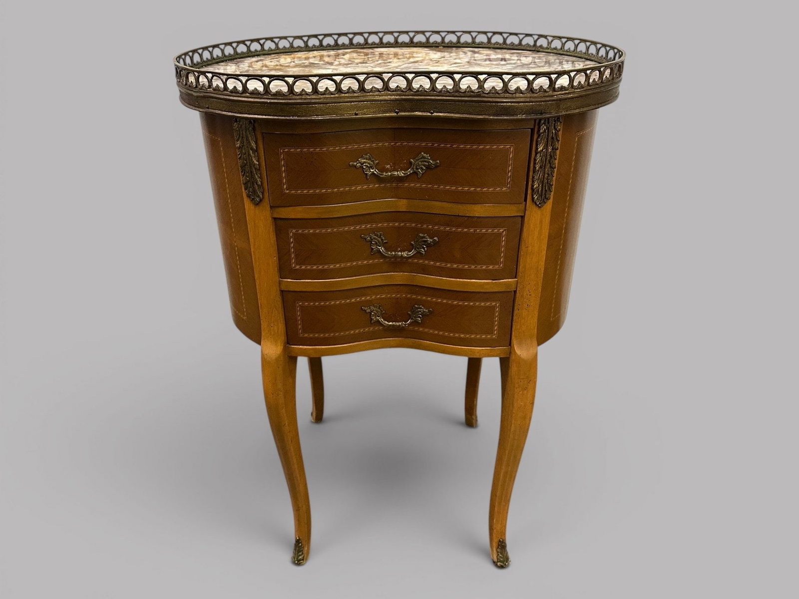 Louis XV Style Marble Top Kidney Shape Commode With Gilt Metal Mounts (1 of 5)