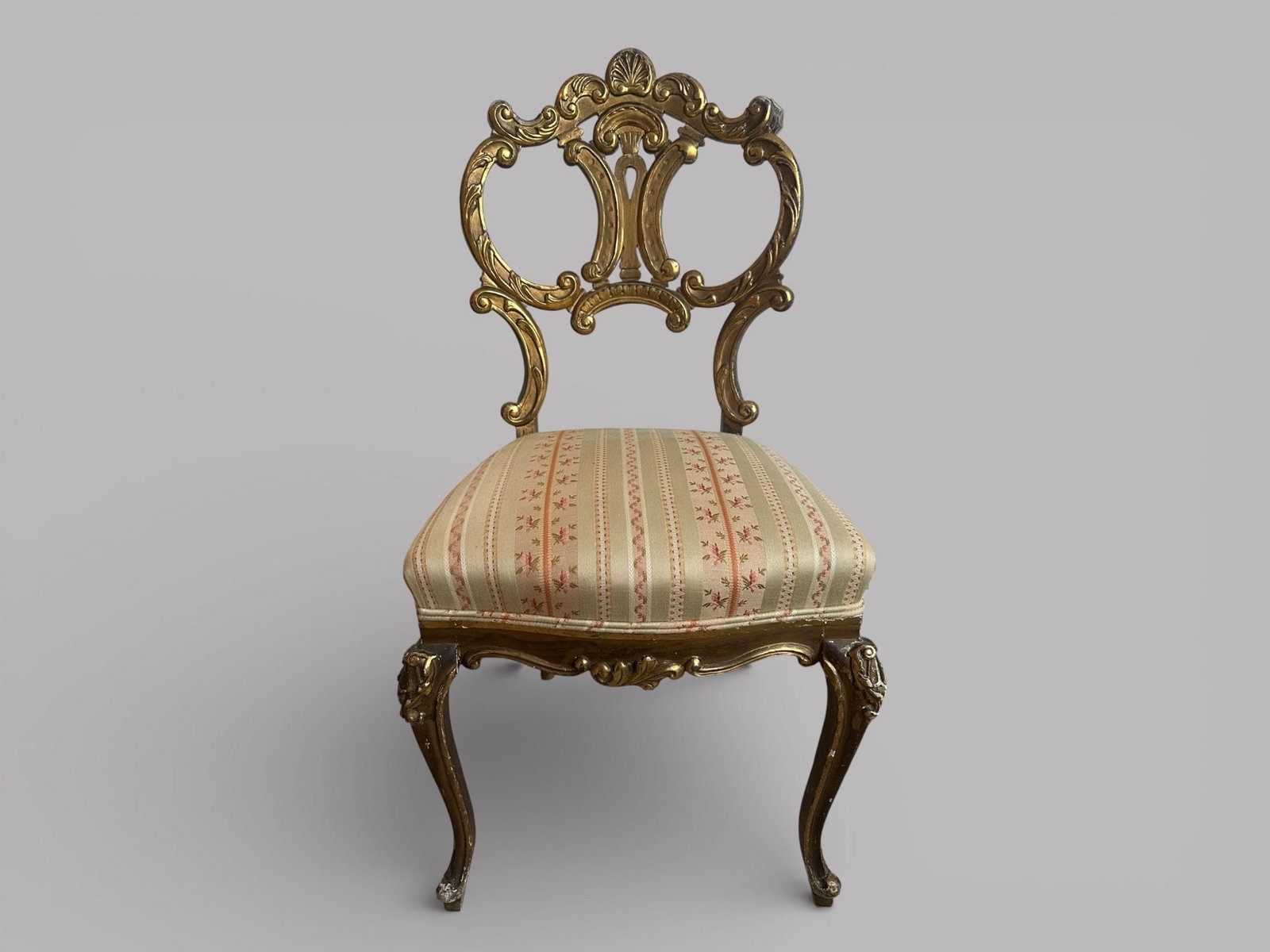 French Rococo Revival Carved Giltwood Side Chair (1 of 3)