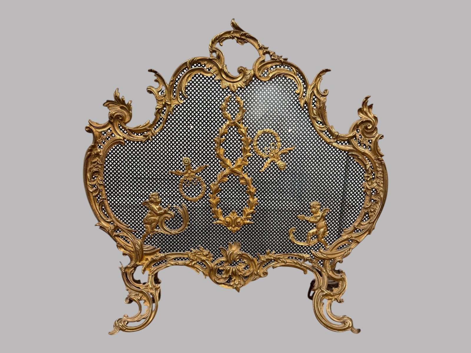 French Rococo Revival Gilt Bronze Fire Screen (1 of 2)