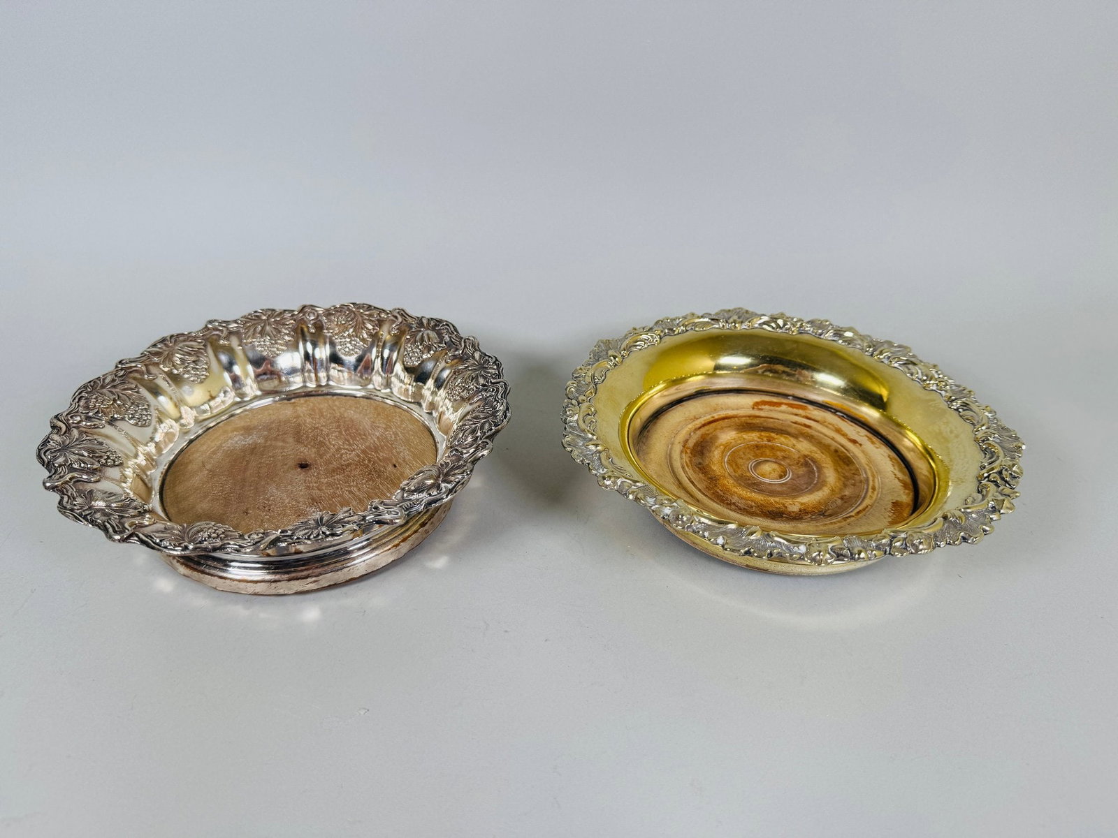 Two Antique Silverplate Wine Bottle Coasters (1 of 5)