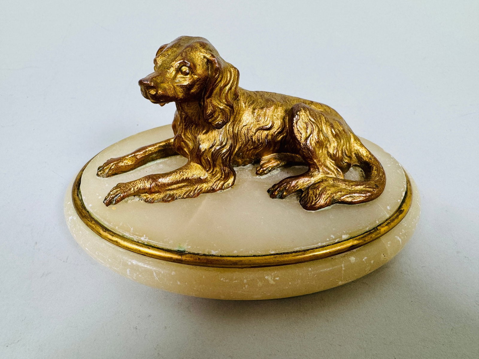 Gilt Bronze Figurine Of A Recumbent Spaniel (1 of 3)