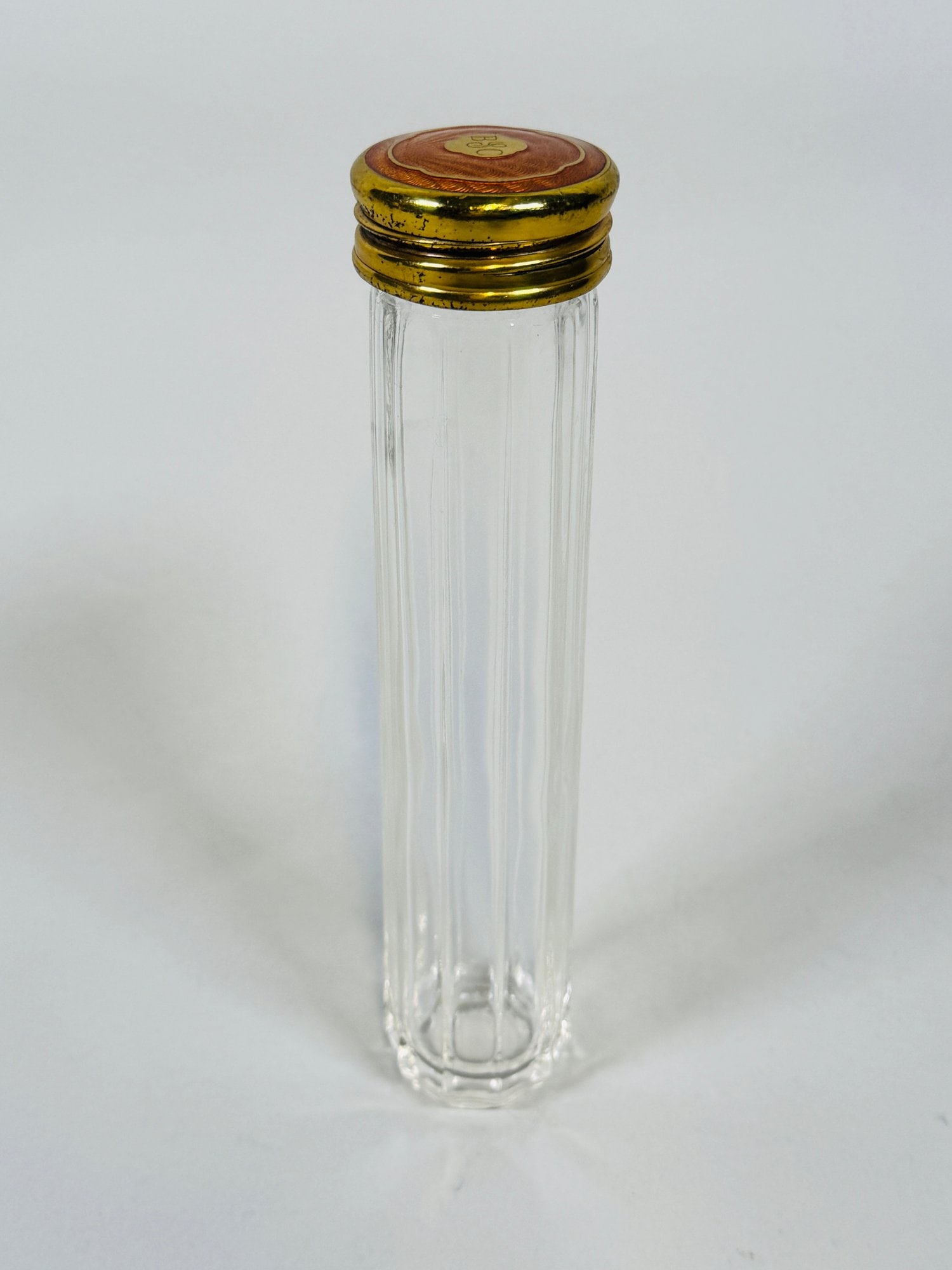 Brass And Amber Guilloche Enamel Toothpaste Jar And Cover, C. 1920s (1 of 2)