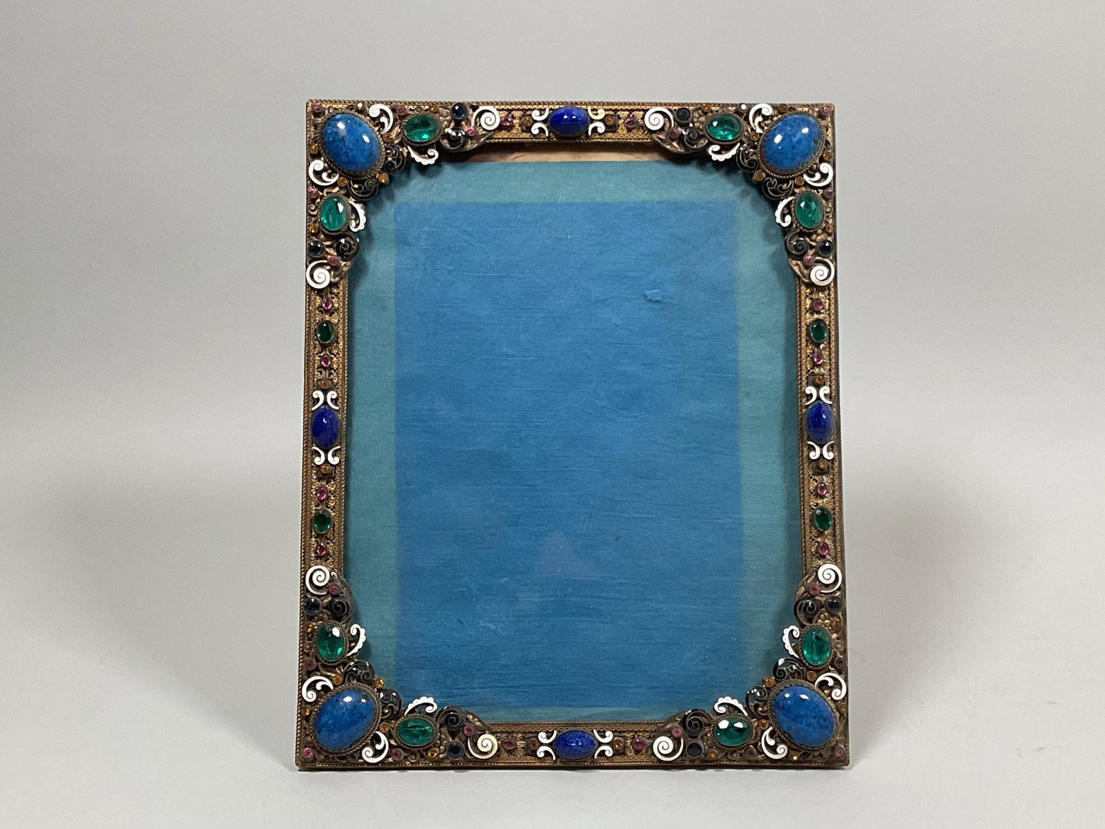 Napoleon III Filigree And Enamel Frame With Inset Cabochon And Faceted Semi-precious Gems, C. 19th (1 of 2)