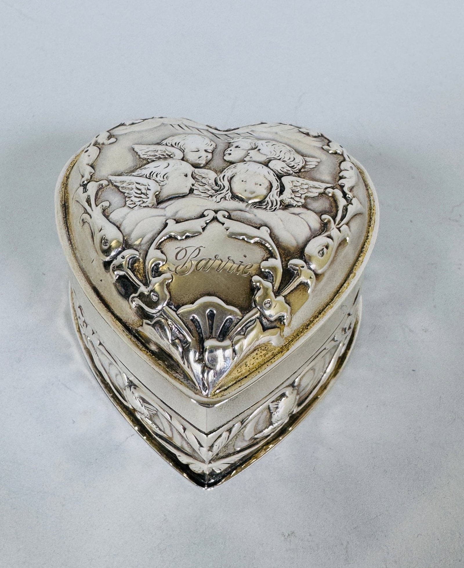 London Sterling Silver Heart Shaped Box, 1898 (1 of 6)