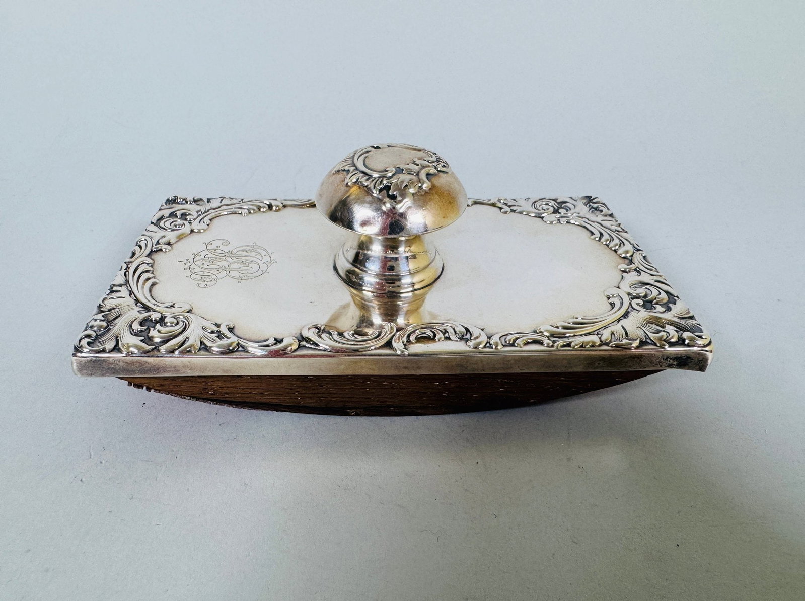 Shiebler Sterling Silver Desk Blotter Retailed By Theodore B Starr New York, C. 1900: marked at side edge and monogrammed w: 5 3/4 inchesCONDITION: wear to the bottom section consistent with age and use