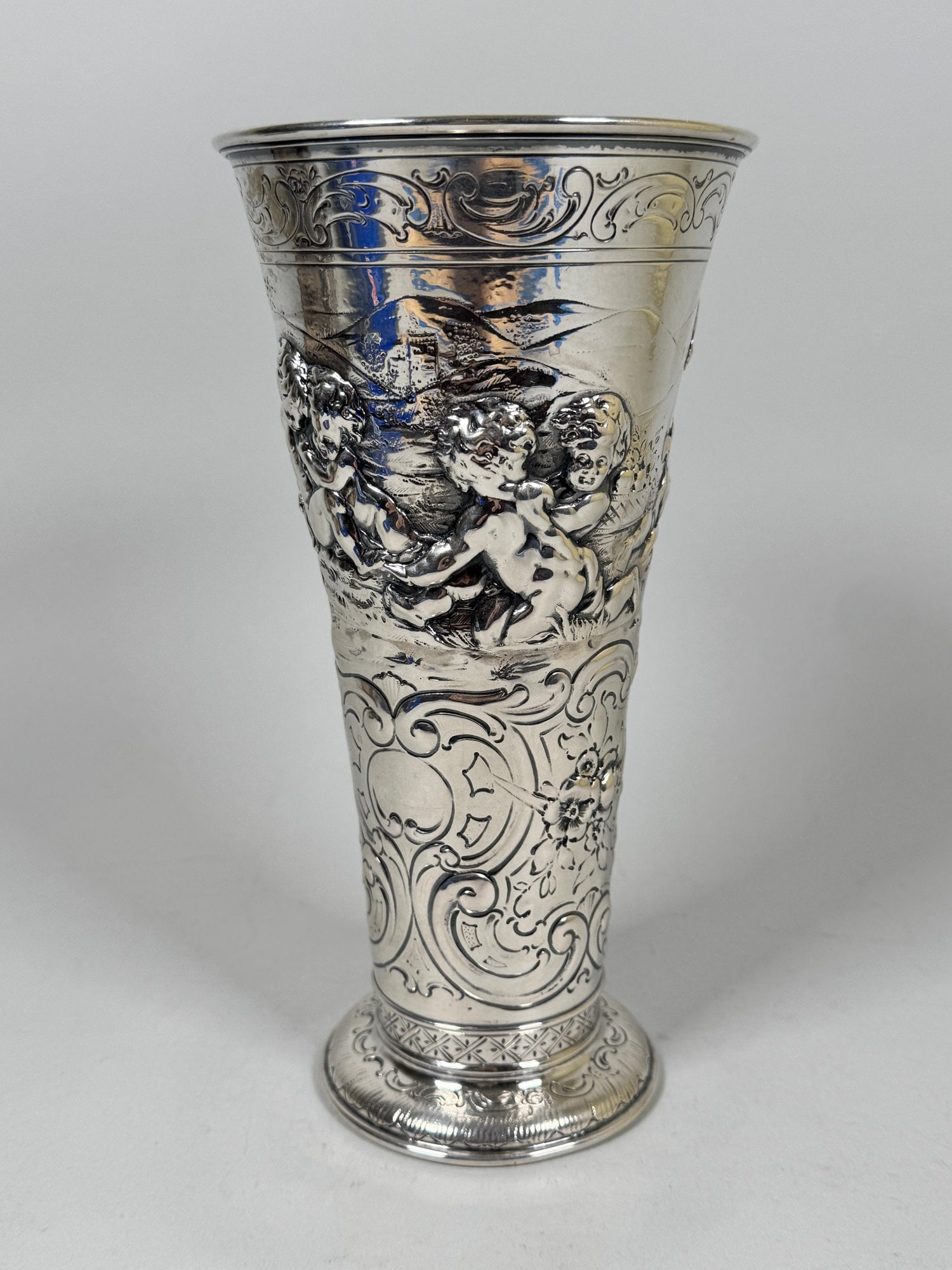 Continental Silver Vase With Frolicking Putti (1 of 3)