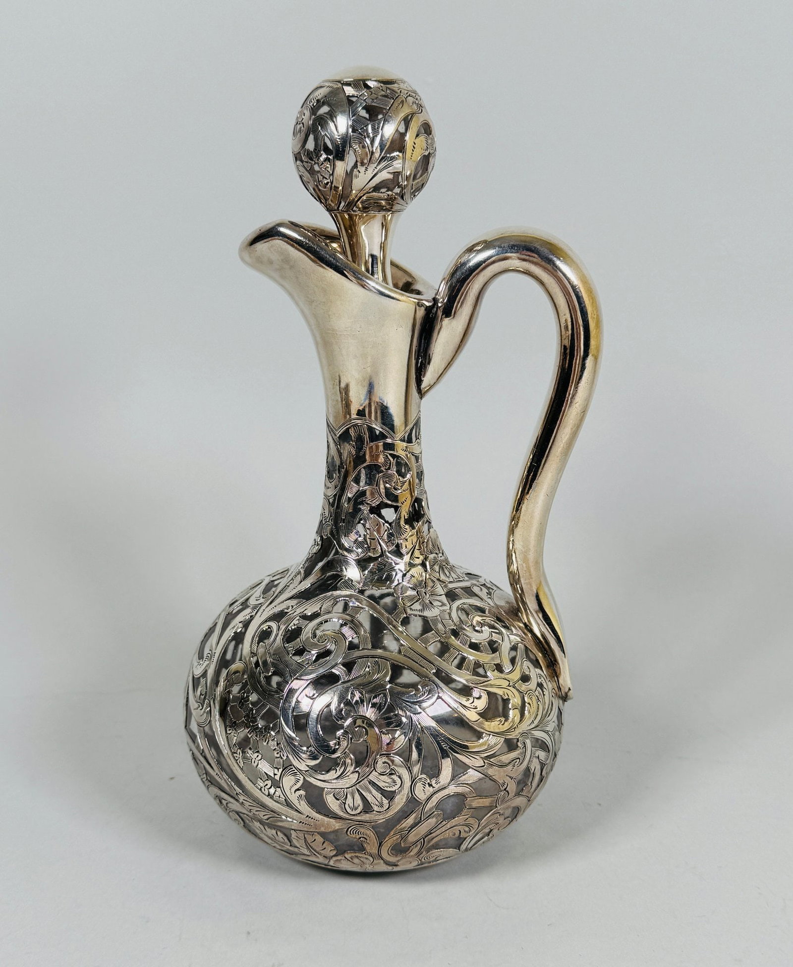 Continental Sterling Silver Overlay Cut Glass Decanter (1 of 4)