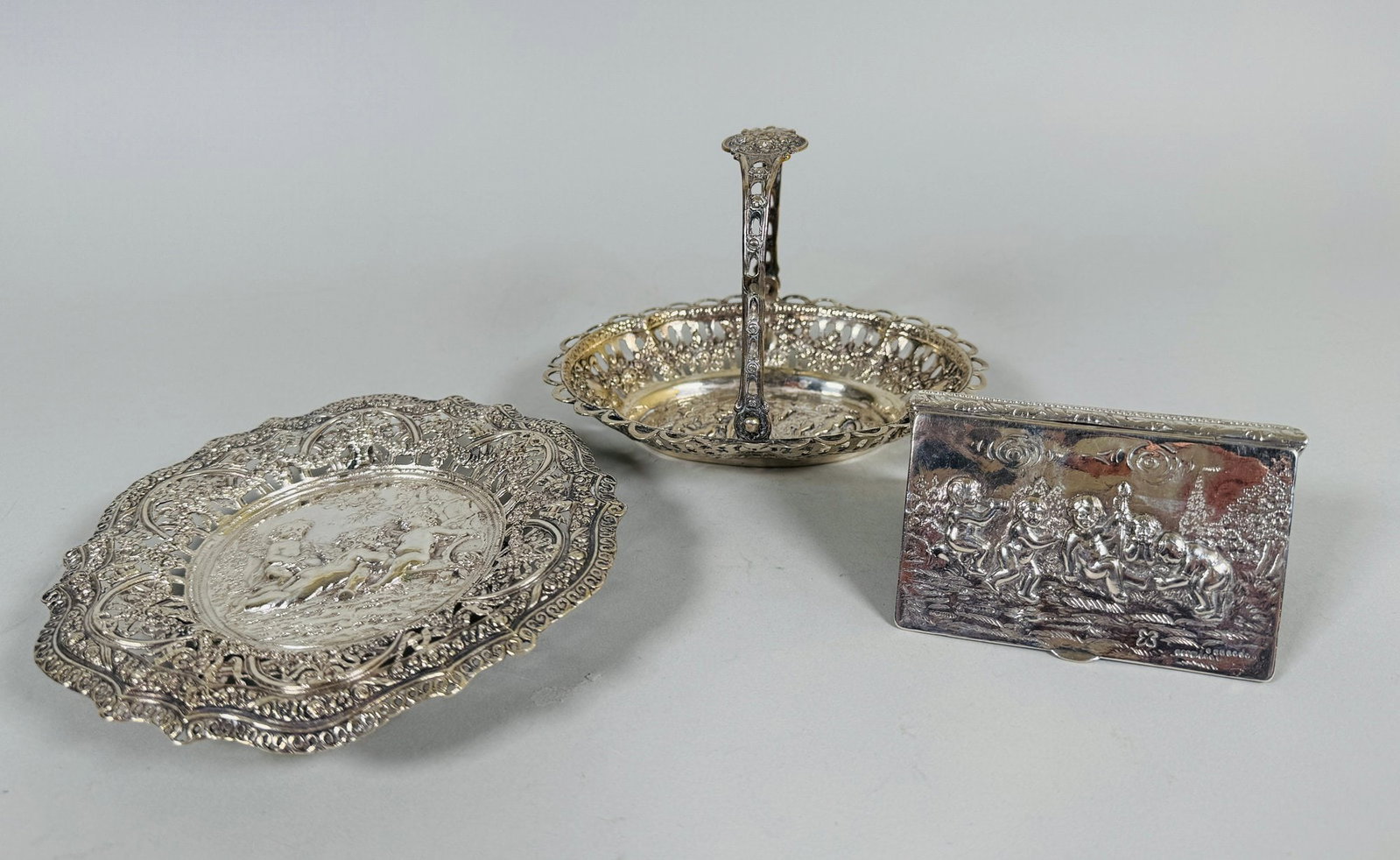 Collection Of Small Continental 800 Silver Objects With Putti Motifs (3) (1 of 10)