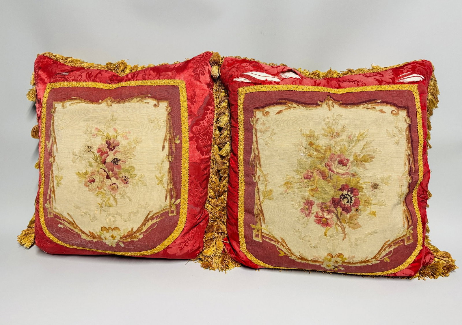 Pair Of Antique Aubusson Tapestry Throw Pillows (1 of 7)