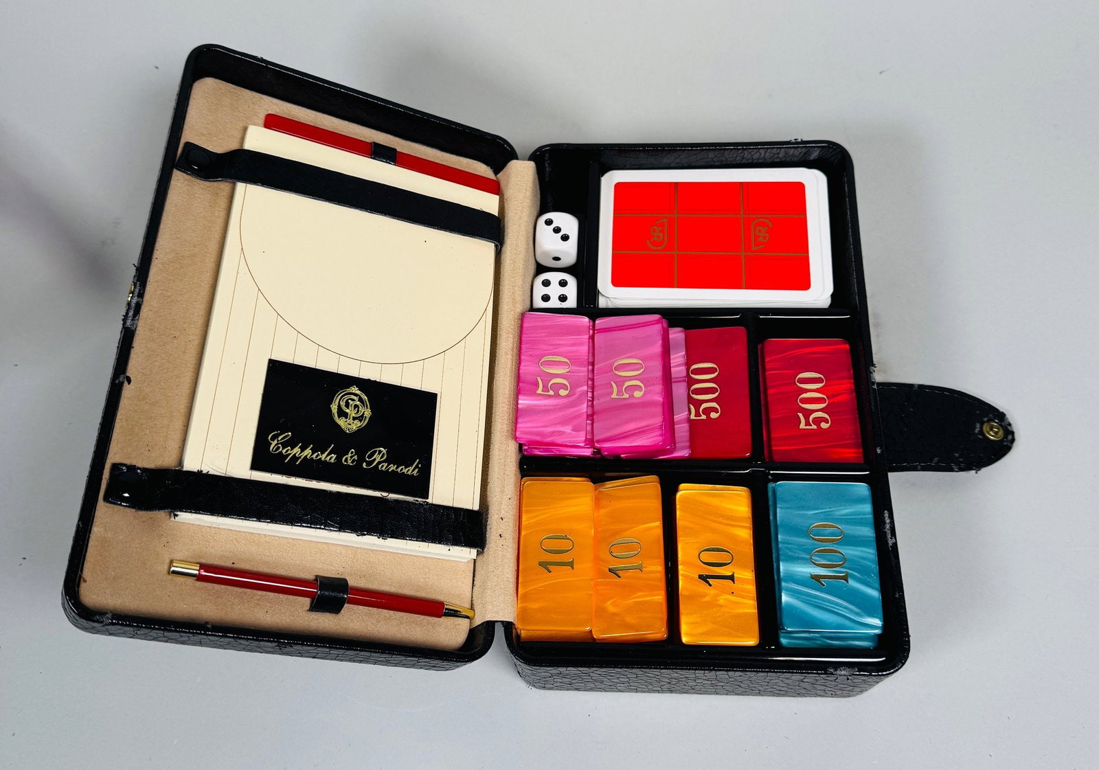 Mid Century Coppola & Parodi (Italian) Travel Poker Set With Black Leather Case (1 of 4)