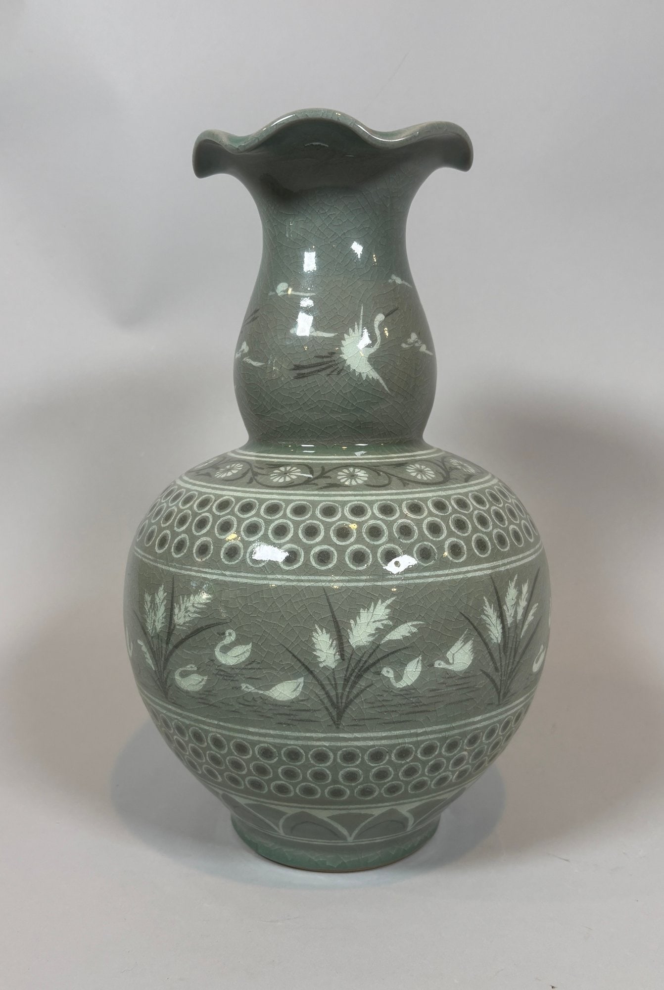 Korean Inlaid Celadon Glazed Double Gourd Vase, 20th Century (1 of 5)