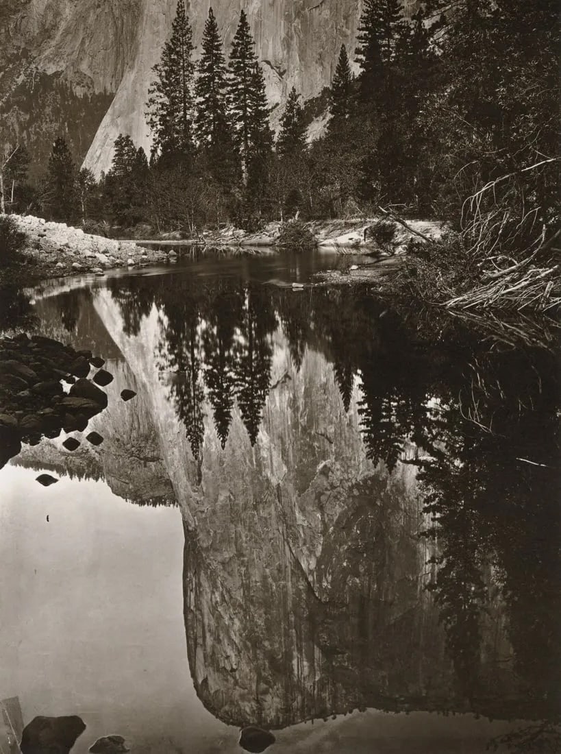 CARLETON E. WATKINS - El Capitan Reflection, Yosemite: Carleton E. Watkins - El Capitan Reflection, Yosemite, 1866Photo-litho, c. 1980'sDimensions: 7.3 x 9.8 inchesWork is mounted