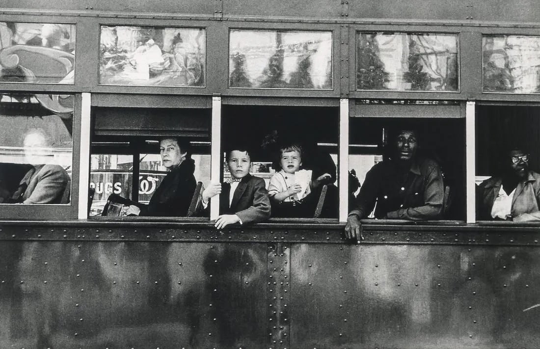 Robert Frank - Trolley, New Orleans, 1955: Trolley, New Orleans, 1955Photo-litho, late 20th c.Dimensions: 7.2 x 4.6 inchesWork is mounted