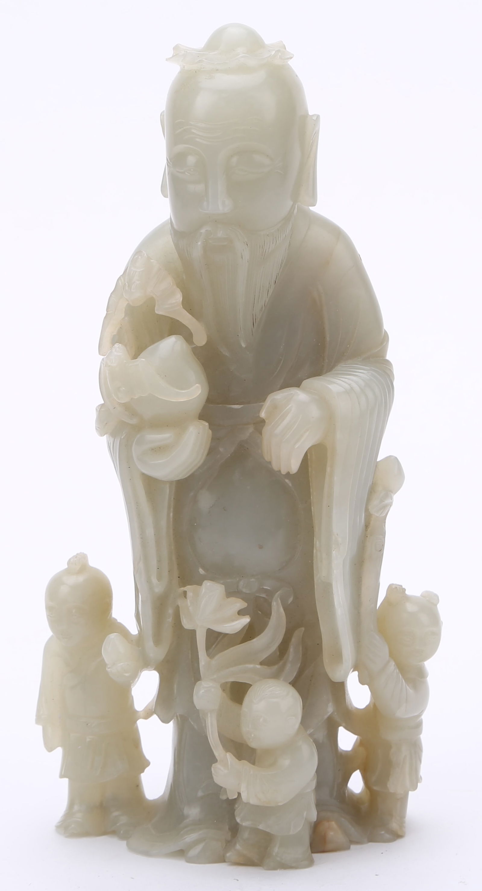 A CHINESE WHITE JADE FIGURE (1 of 12)