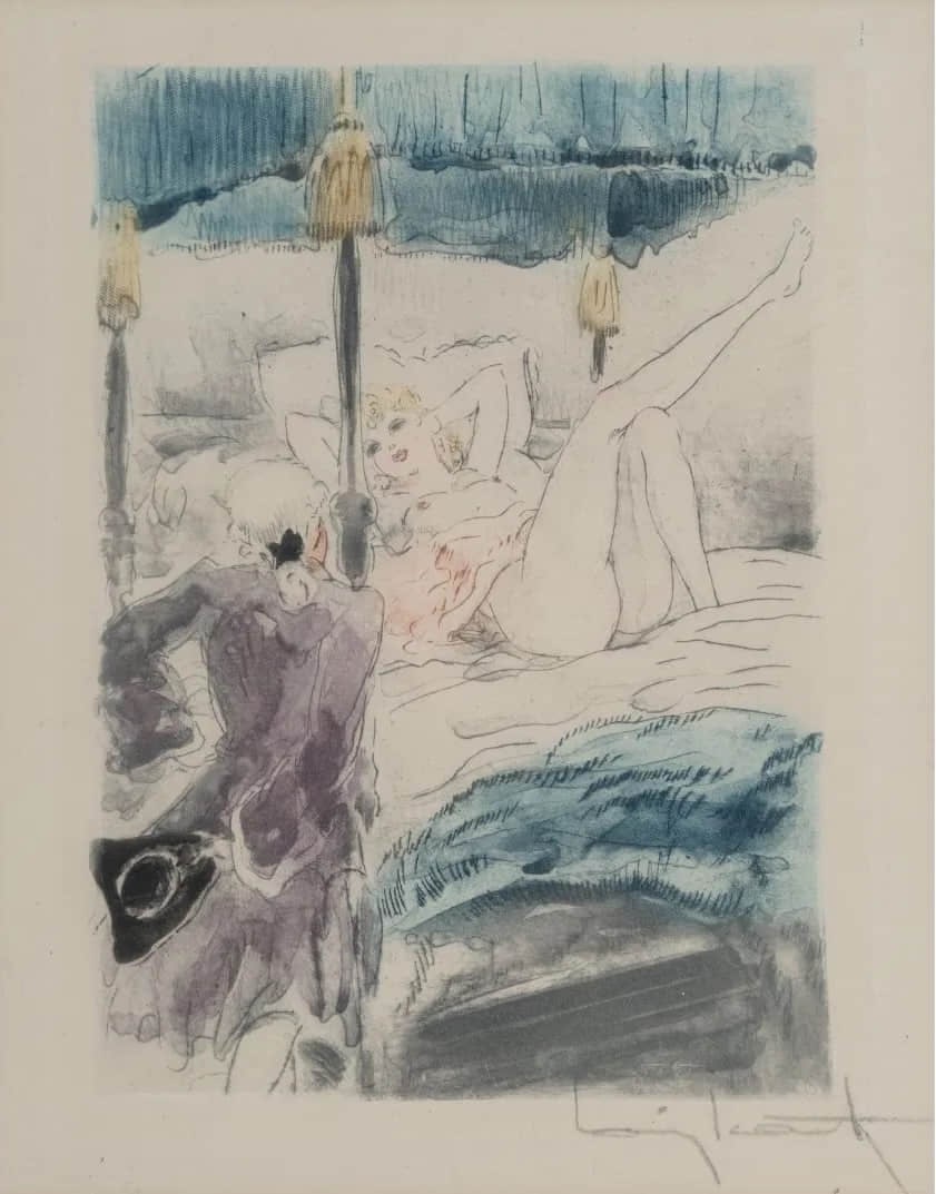 LOUIS JUSTIN LAURENT ICART, ATTRIBUTED TO, SKETCH: Dimensions: 19.1 cm (7.5 in.) x 12.7 cm (5 in.) (image, approx. each). All measurements are approximate. For more information on and additional videos for this lot, please contact info@solanoartgaller