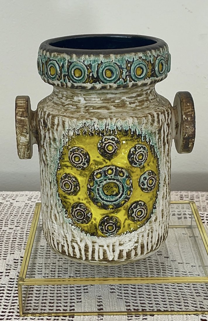 MCM Dumler and Breiden Fat Lava Saturn Vase |  Mid-century modern vase two handles (1 of 10)