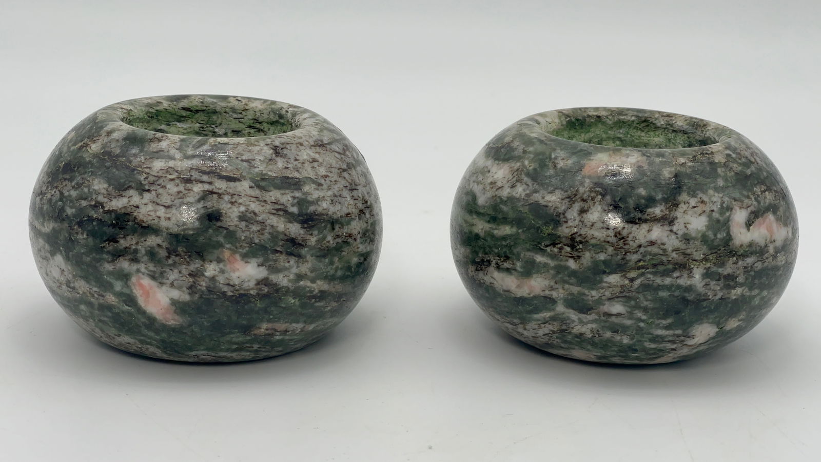 Set of two Postmodern Green Marble Votive Candleholders || candle holders (1 of 11)