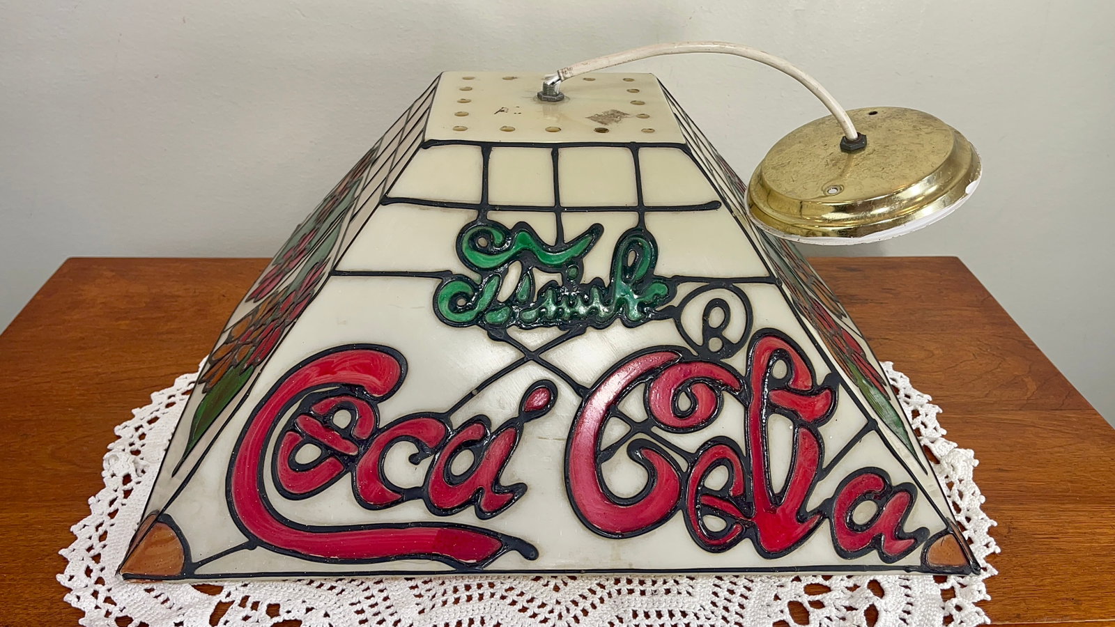 Vintage Coca Cola Hanging Lamp Tiffany Style Shade | Drink Coca