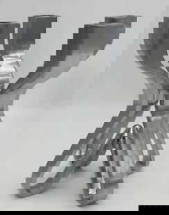 Vintage Chorus Candelabra in Die-Cast Zinc by Karim Rashid for Umbra | vintage Candelabra |: This Striking "Chorus" candelabra in die-cast zinc with a matte chrome plating by Karim Rashid for Umbra, circa 2000s. Described by their designer, Karim Rashid, as “sensual minimalism”, solid
