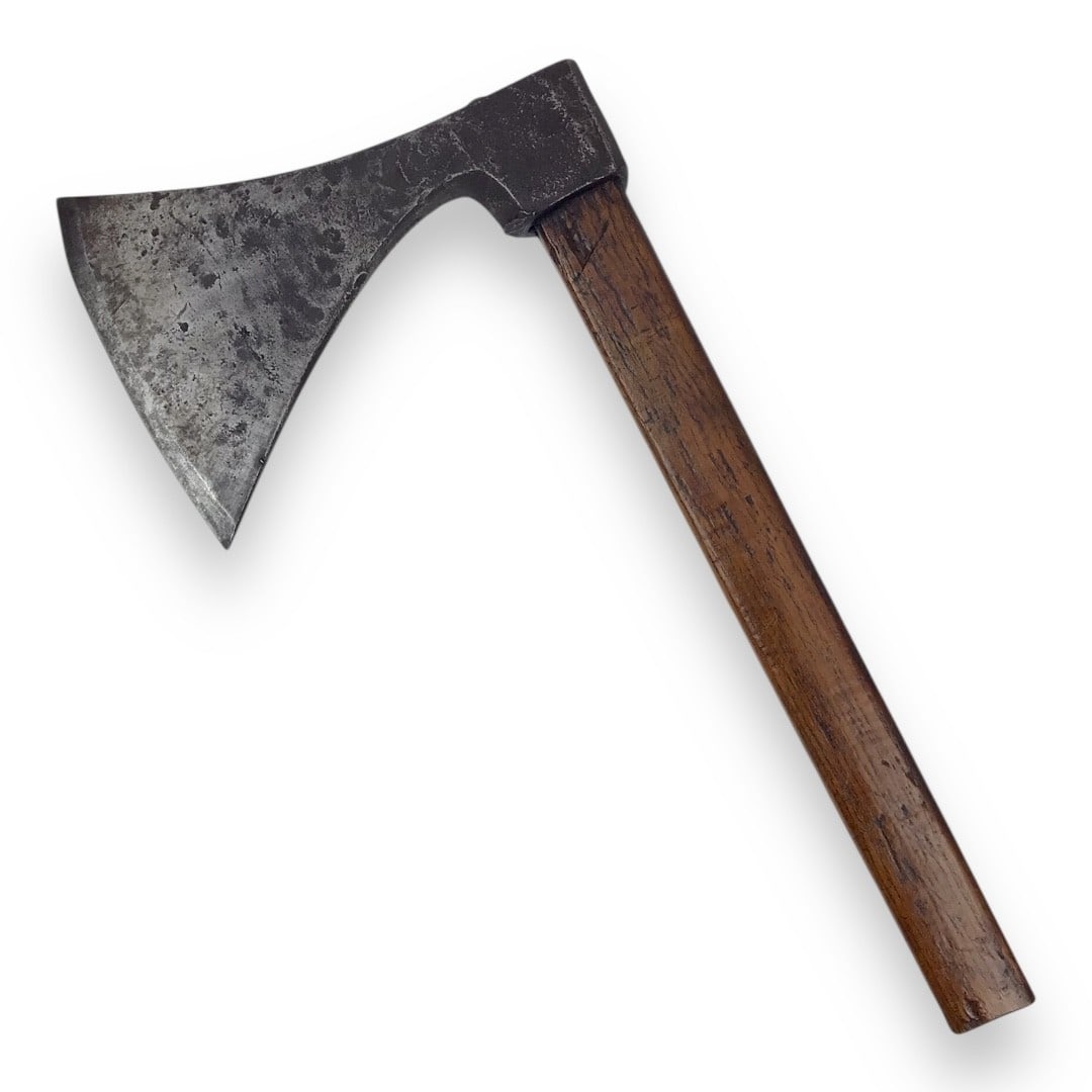 17th Century European "Axe of Justice" with Original Handle from Scotland, ca. 1600: This rare and visually imposing Axe of Justice dates to the early 17th century and is a well-preserved example of a ceremonial or punitive weapon used in judicial contexts across Europe. Measuring 22