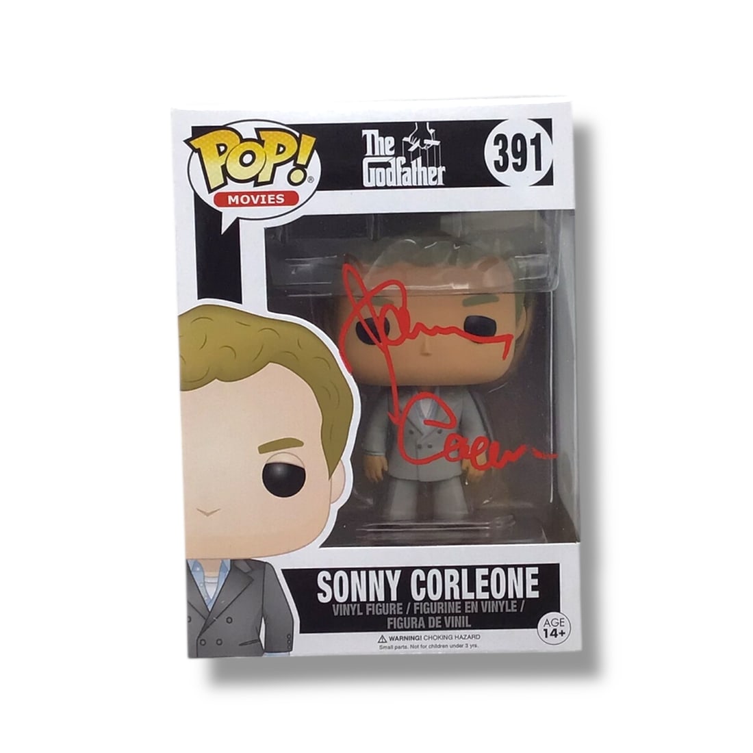 The Godfather (#391) Sonny Corleone Funko POP! | Signed by James Caan (Beckett Certified): Bring home a piece of cinematic history with thisThe Godfather #391 Sonny Corleone Funko POP, hand-signed by James Caan. Capturing the fiery character from Coppola's masterpiece, this autographed POP!