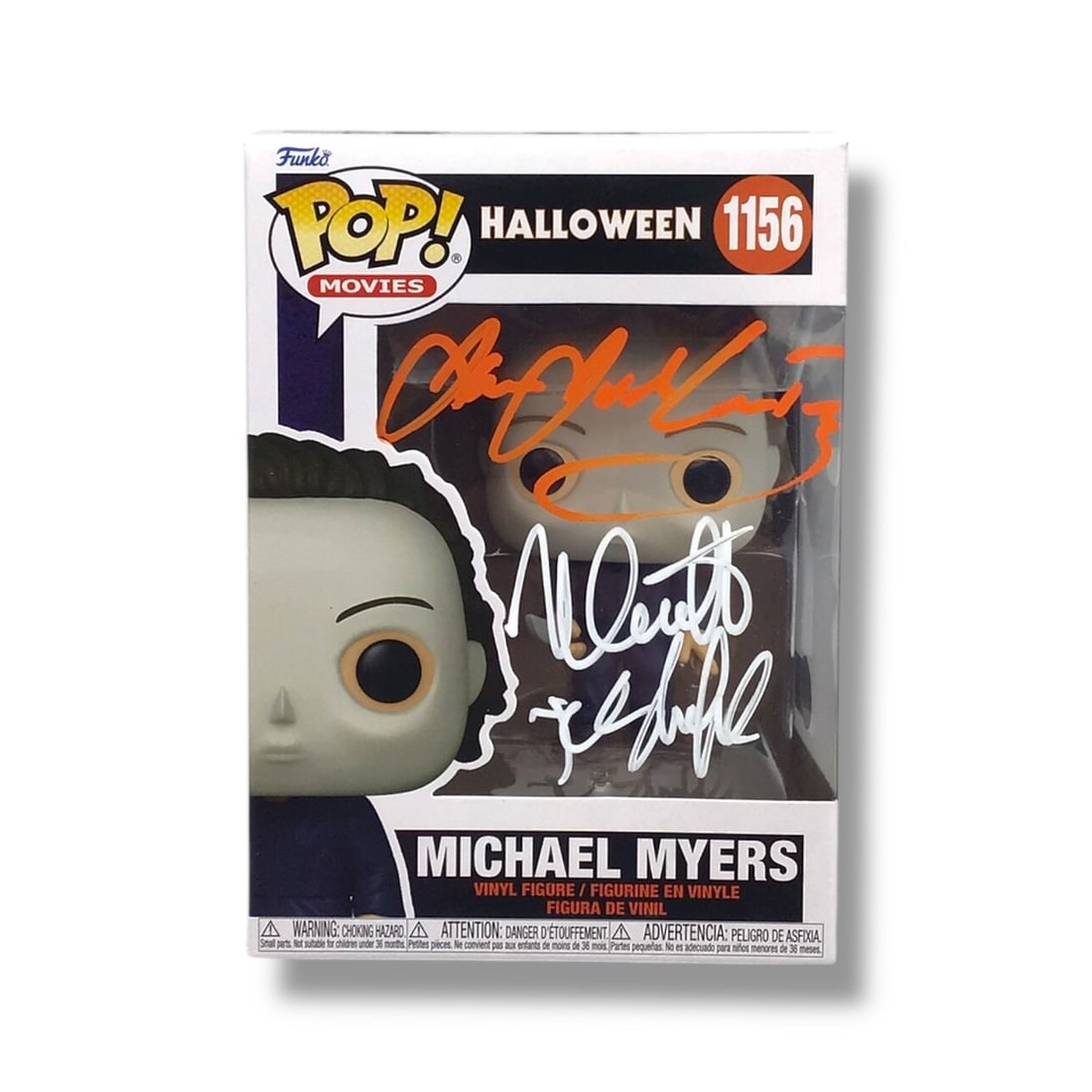 Halloween (#1156) Michael Myers Funko | Signed by James Jude Courtney & Nick Castle (Beckett Cert!!): Celebrate the terror of a horror icon with this Halloween #1156 Michael Myers Funko POP, dual-signed by James Jude Courtney, who embodies the killer in the modern franchise, and Nick Castle, the origi