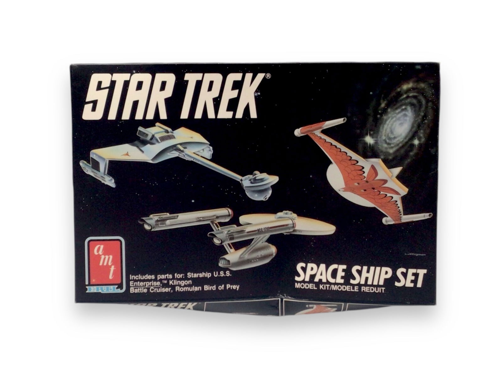 AMT ERTL Star Trek Space Ship Set Model Kit 6677 Enterprise Romulan Klingon: The AMT ERTL Star Trek Space Ship Set Model Kit 6677 offers a trio of iconic vessels from the Star Trek universe, including the U.S.S. Enterprise, a Romulan Warbird, and a Klingon Bird-of-Prey. This v